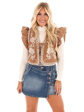 Perfect Harmony Embroidered Cropped Vest