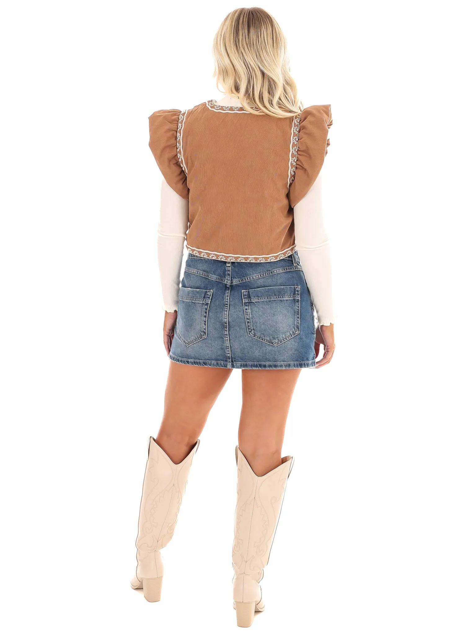 Perfect Harmony Embroidered Cropped Vest