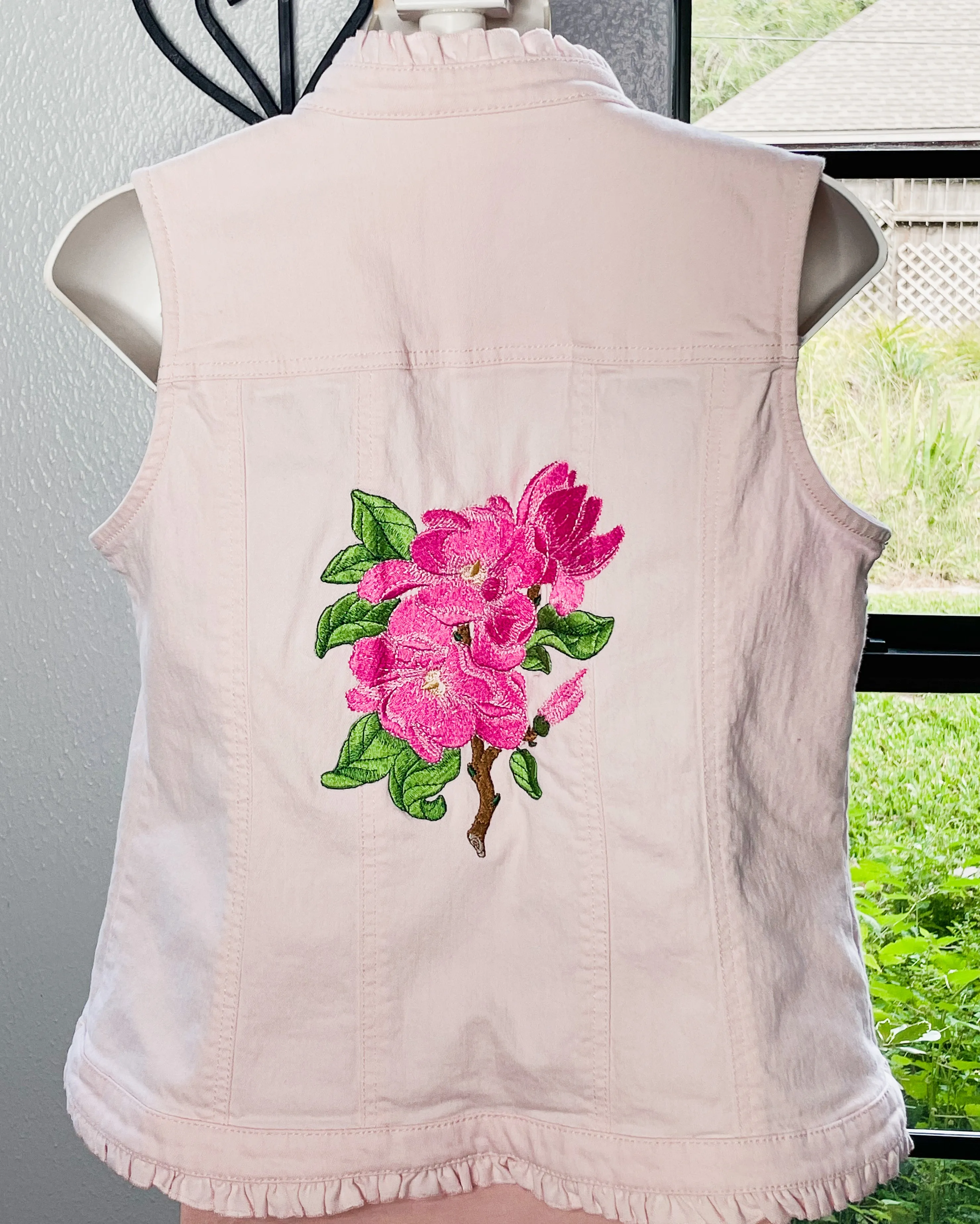 Pink Floral Embroidered Vest
