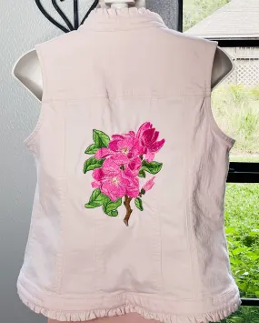 Pink Floral Embroidered Vest