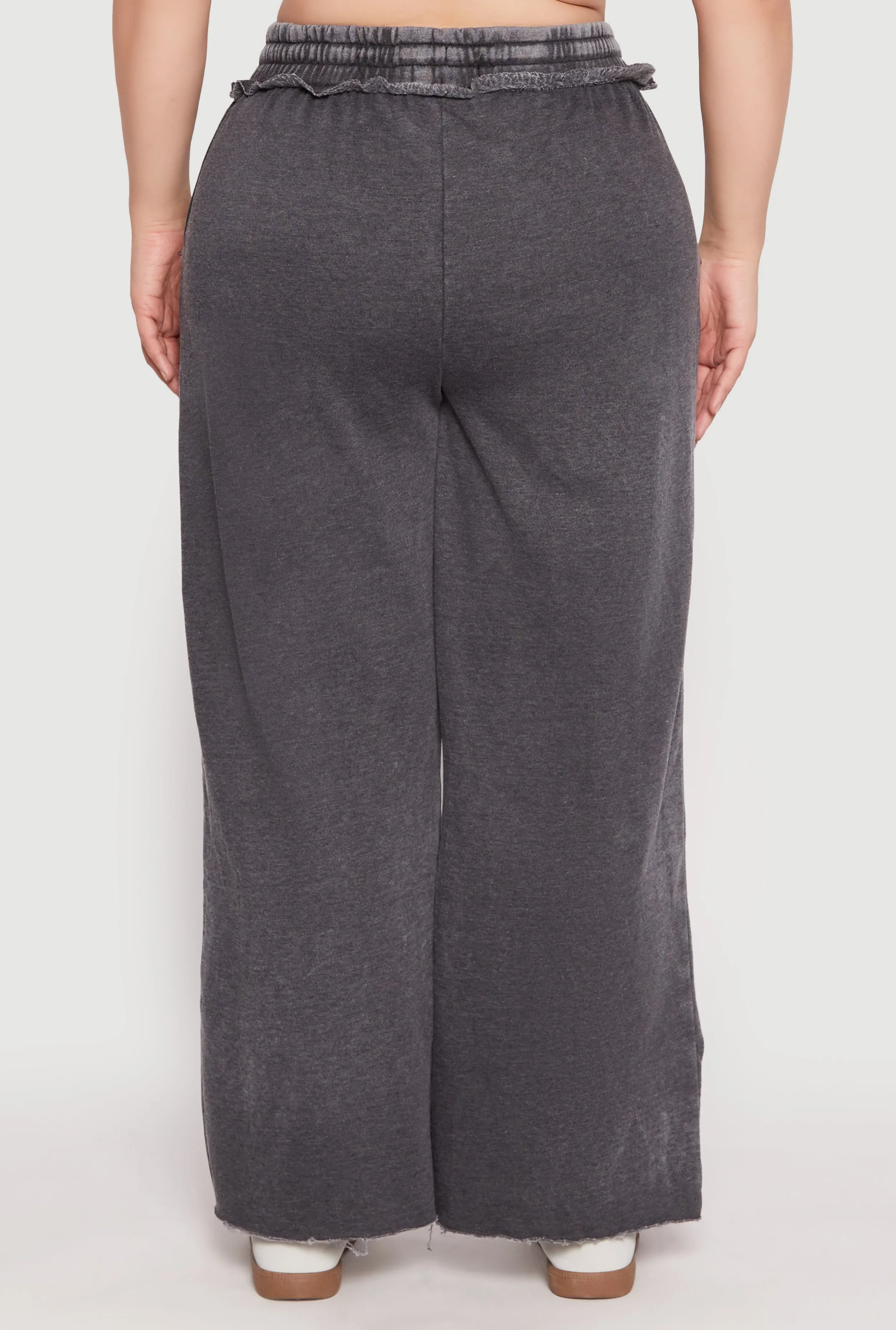 Plus Size Acid Wash Wide Leg Sweatpants