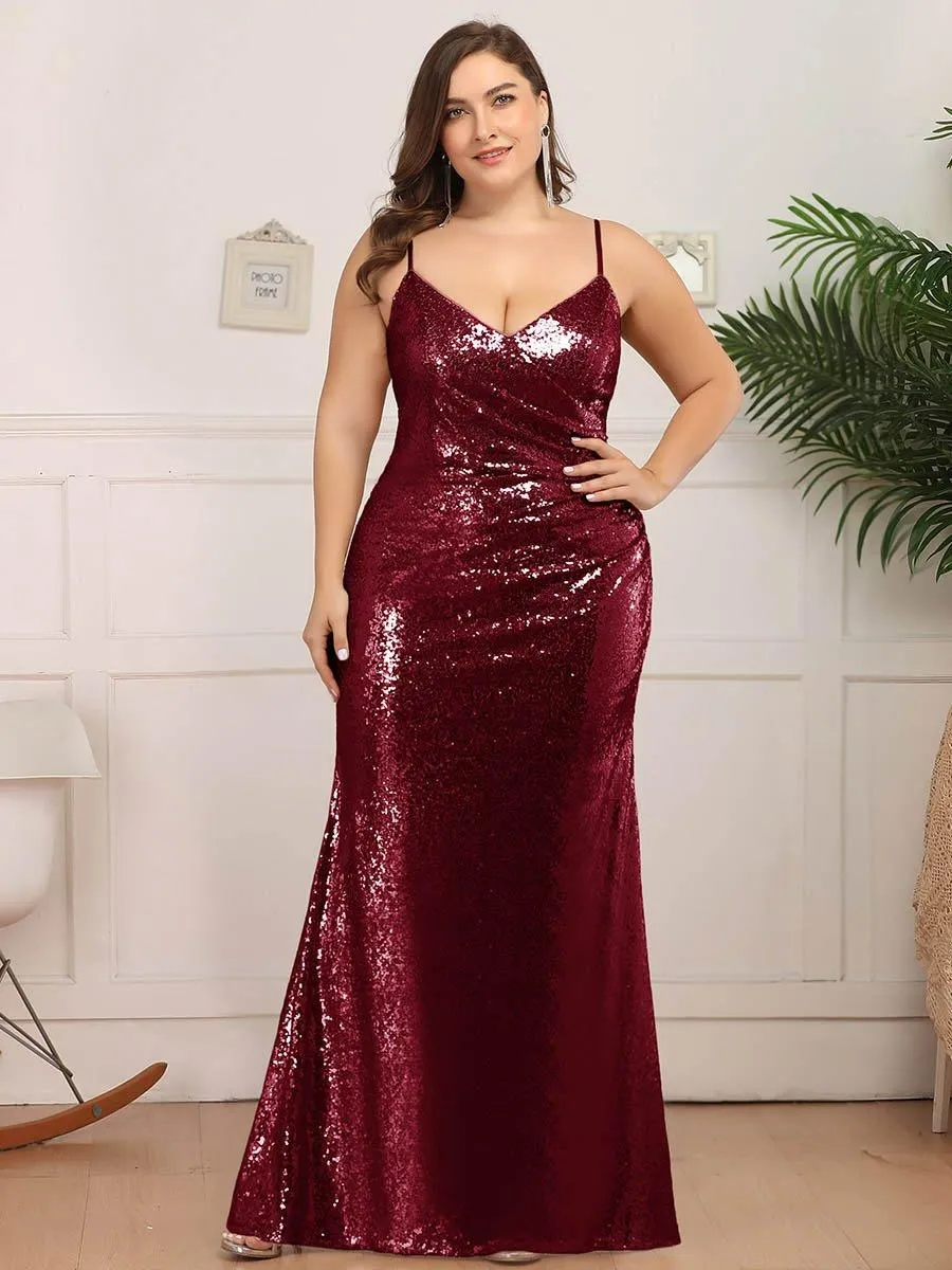 Plus Size Sequin Evening Dress