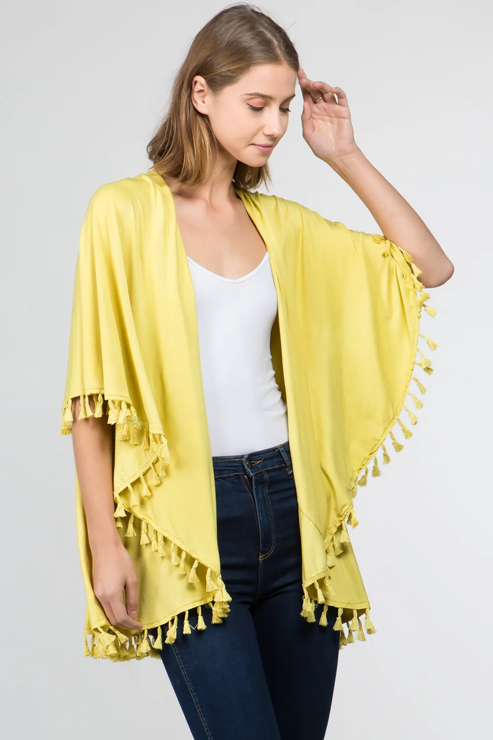 PN-511 solid color jersey vest with tassels