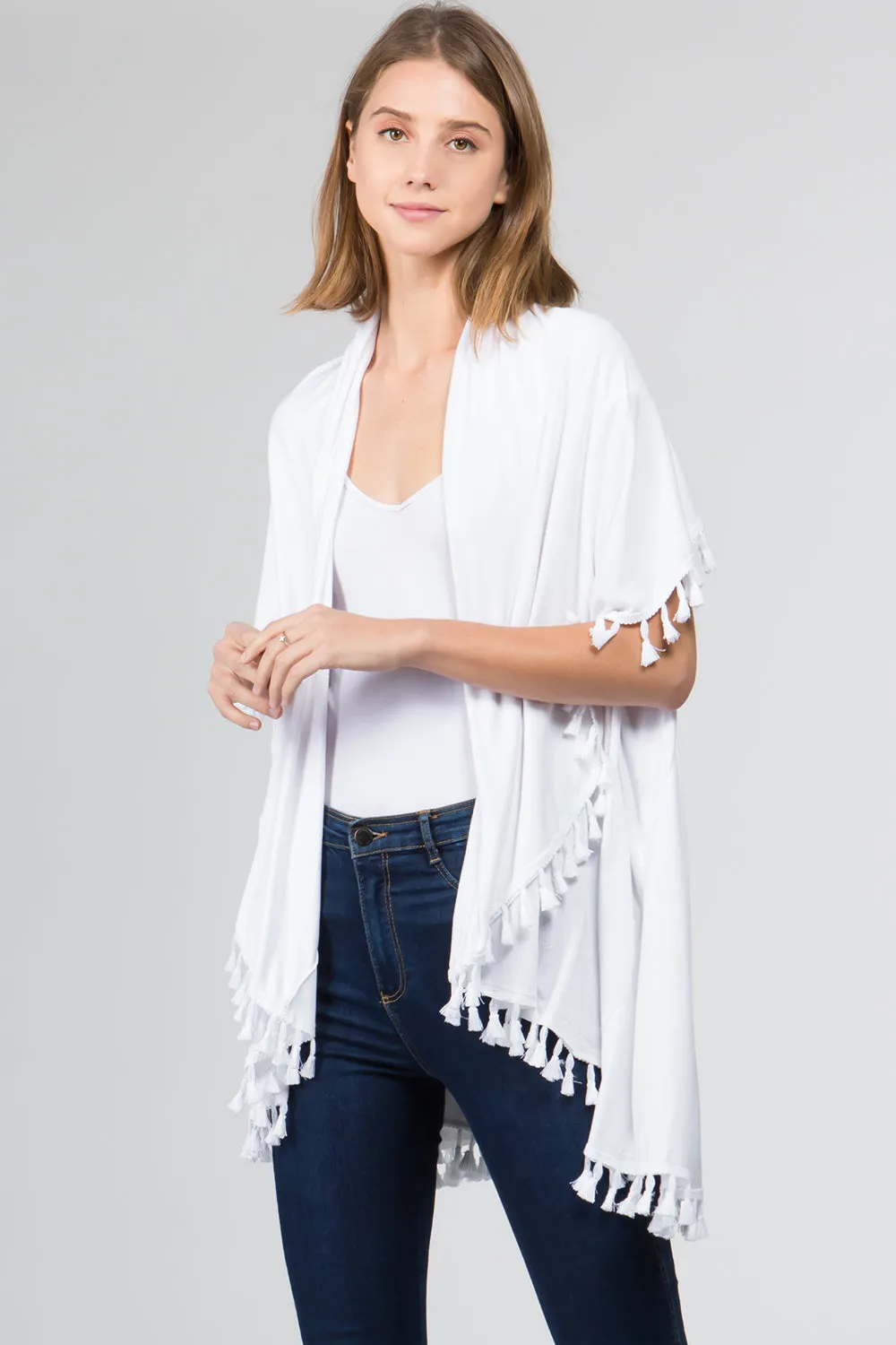 PN-511 solid color jersey vest with tassels
