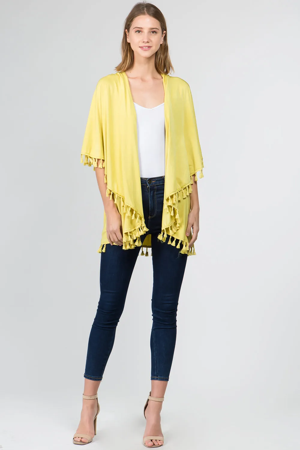 PN-511 solid color jersey vest with tassels