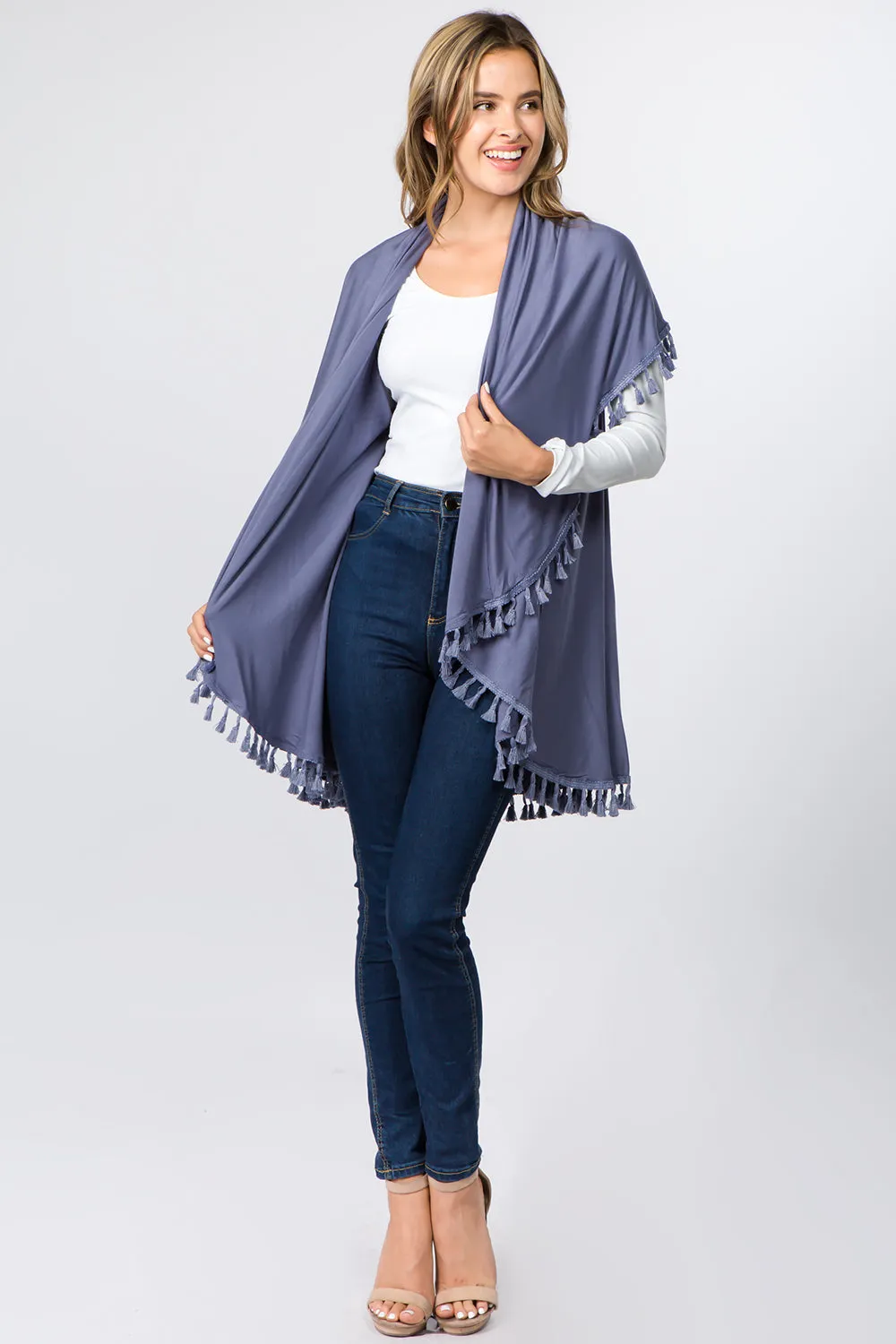 PN-511 solid color jersey vest with tassels