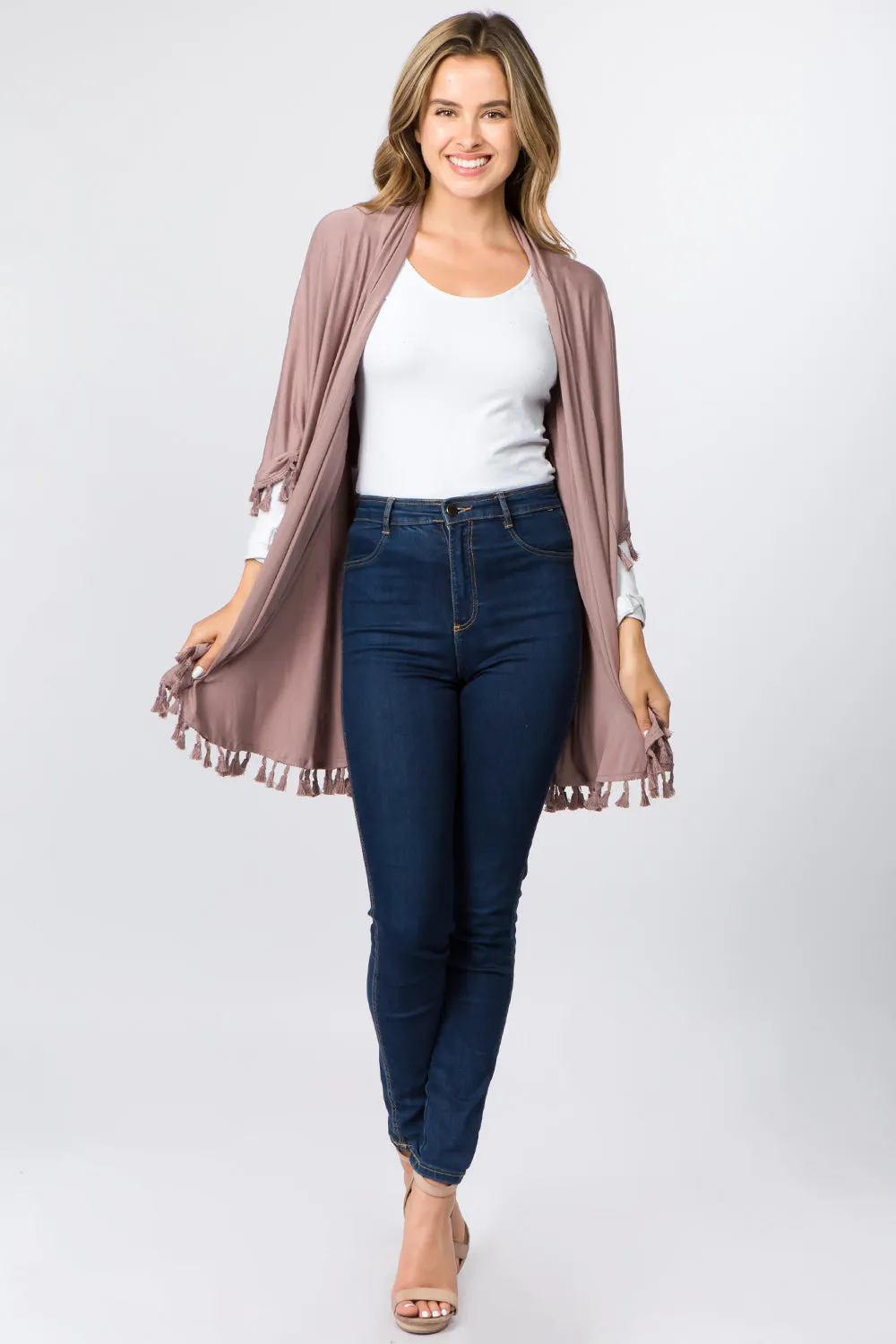 PN-511 solid color jersey vest with tassels