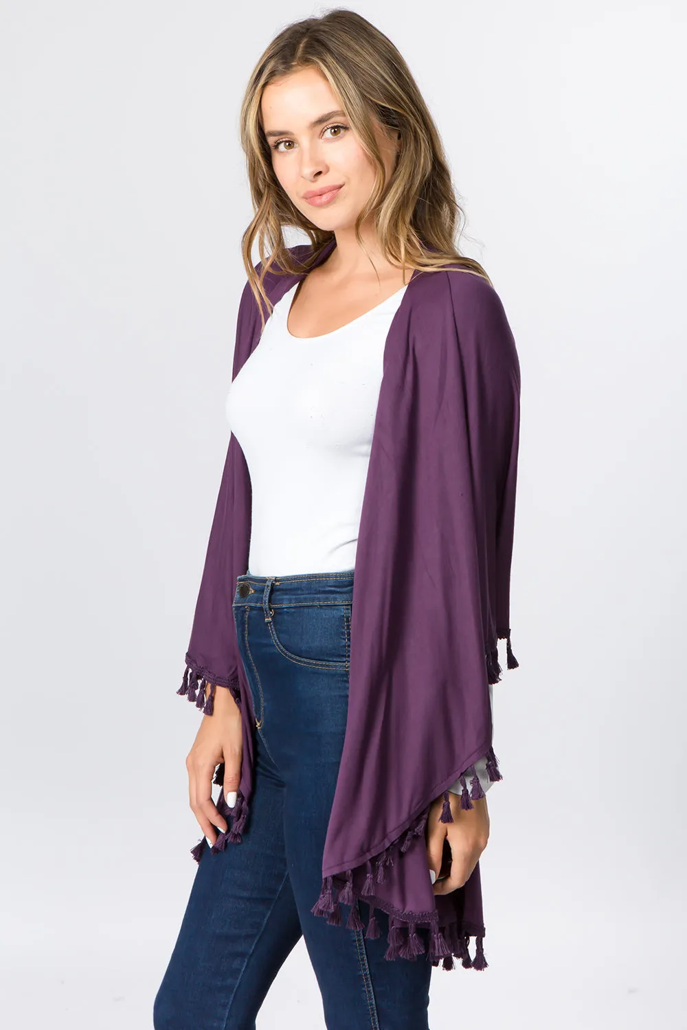 PN-511 solid color jersey vest with tassels