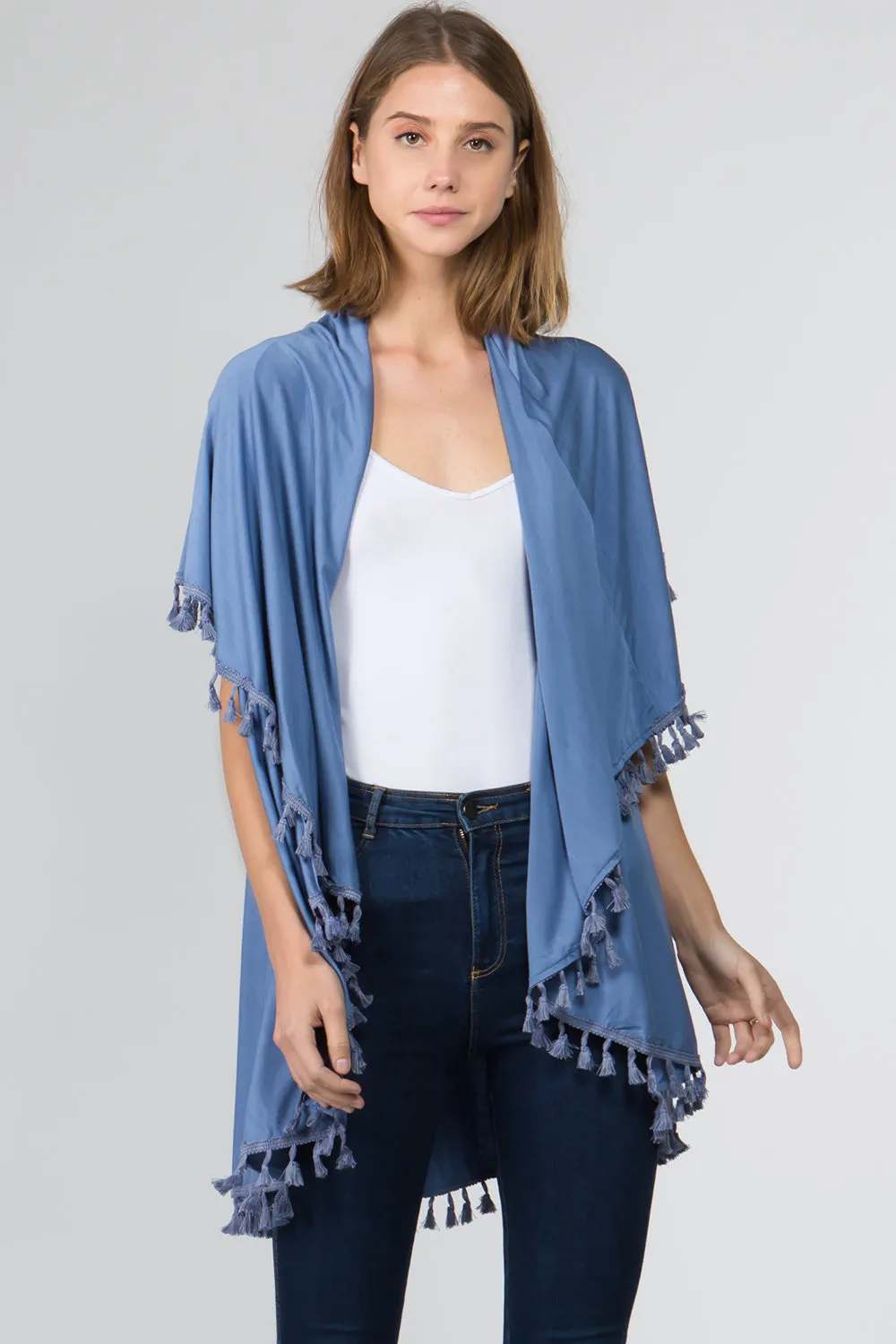 PN-511 solid color jersey vest with tassels