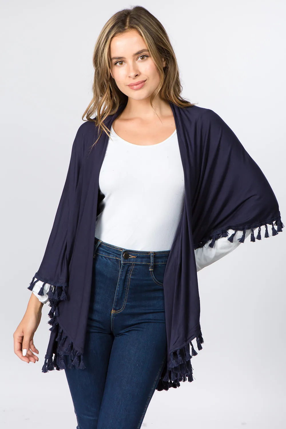 PN-511 solid color jersey vest with tassels
