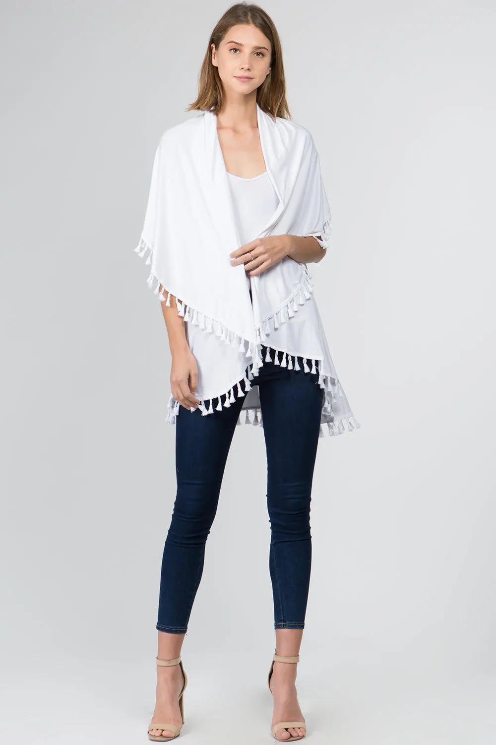 PN-511 solid color jersey vest with tassels