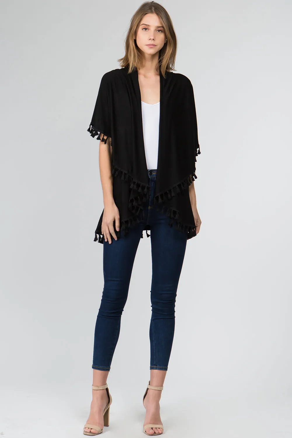 PN-511 solid color jersey vest with tassels
