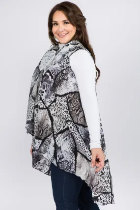 PN-96B6P multi animal print & line vest plus size