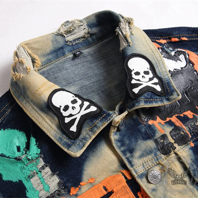 Printed Embroidered Cotton Skull Vest
