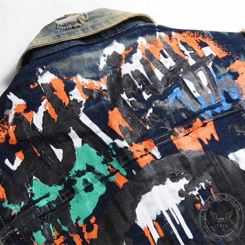 Printed Embroidered Cotton Skull Vest