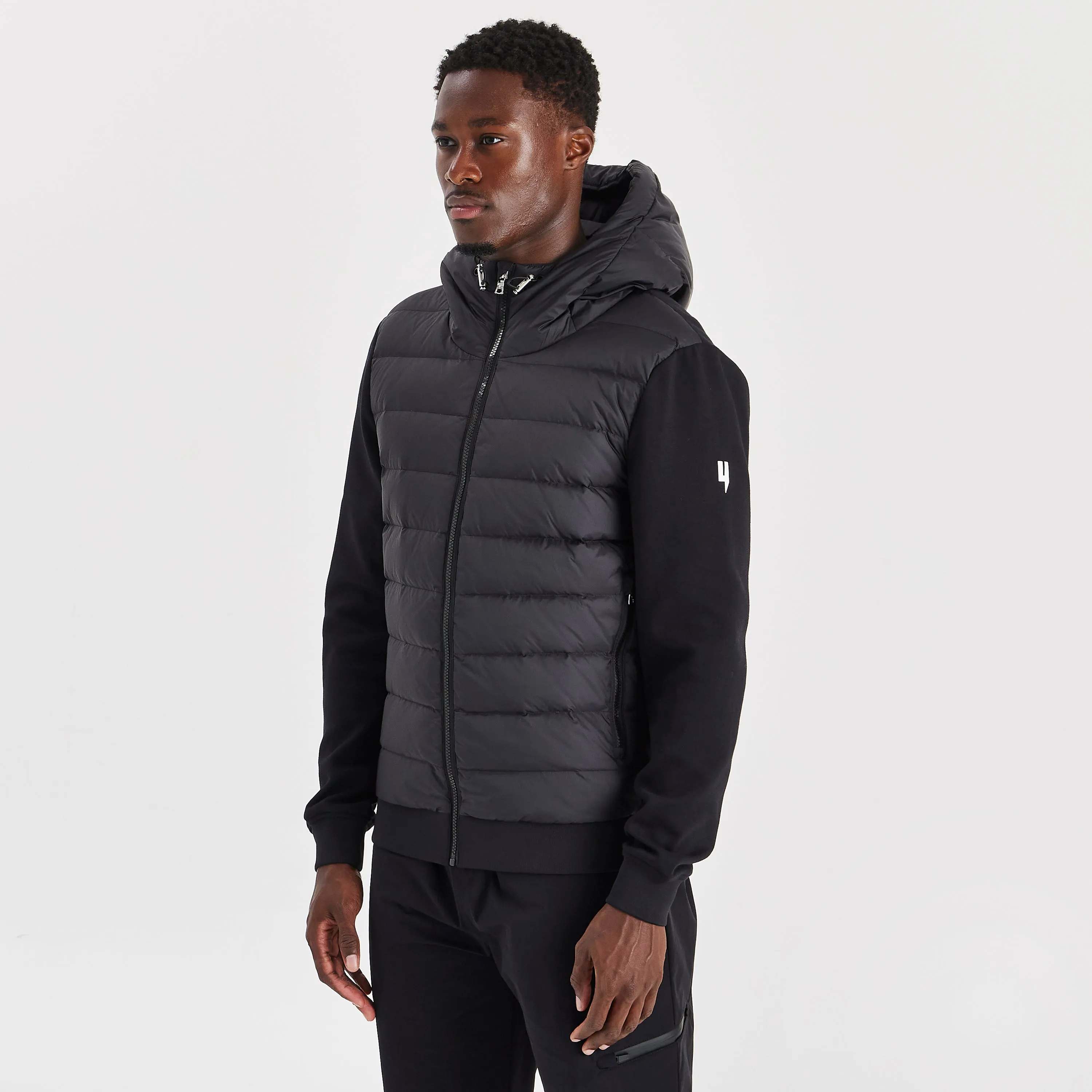 QUILTED PANEL JACKET BLACK