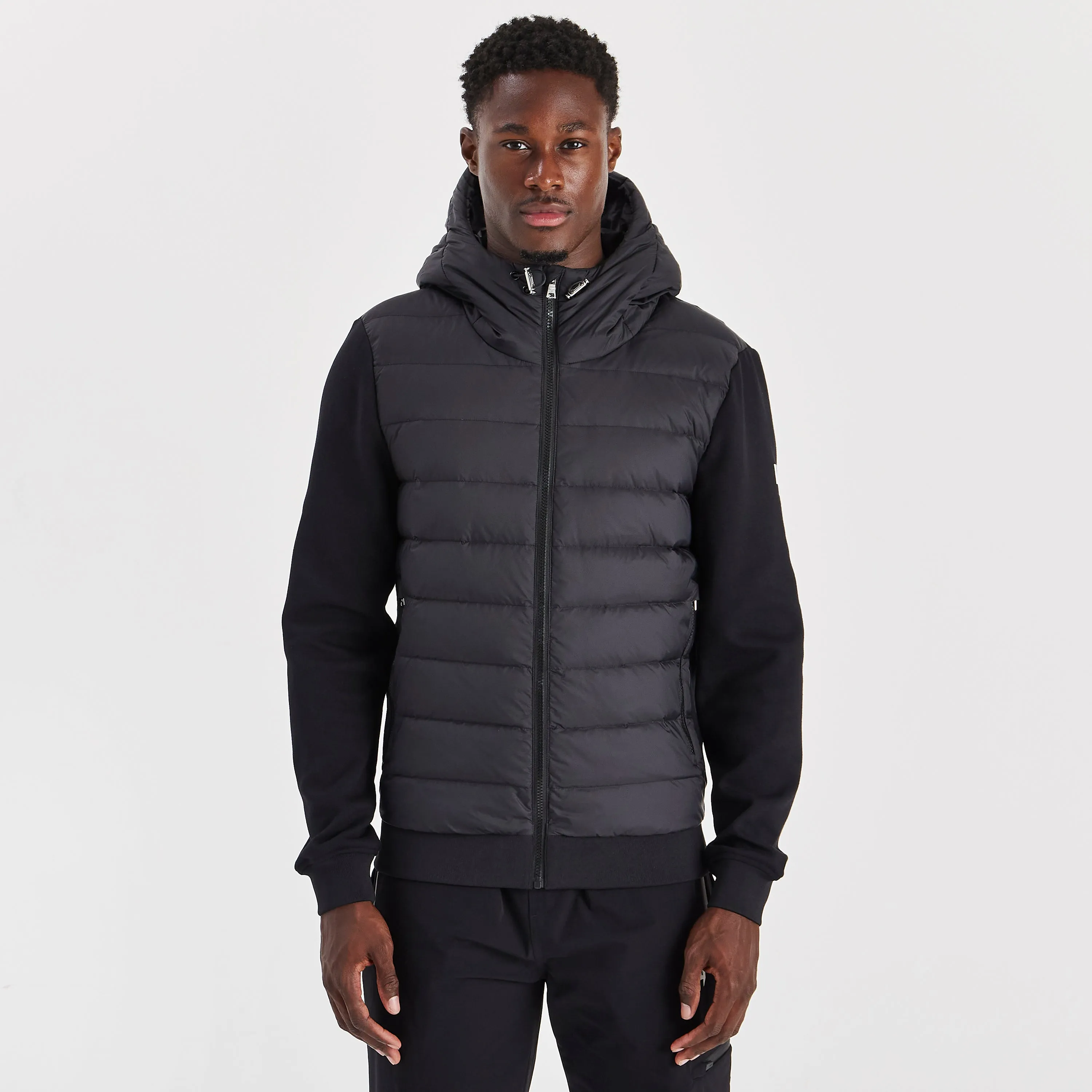QUILTED PANEL JACKET BLACK