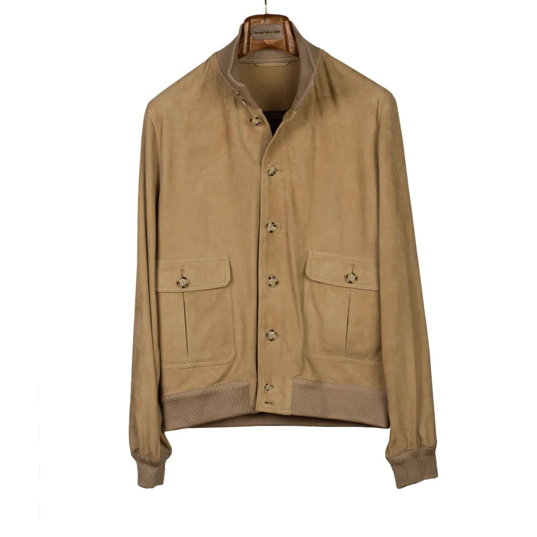 "Brown sugar" suede Valstarino bomber jacket, unlined