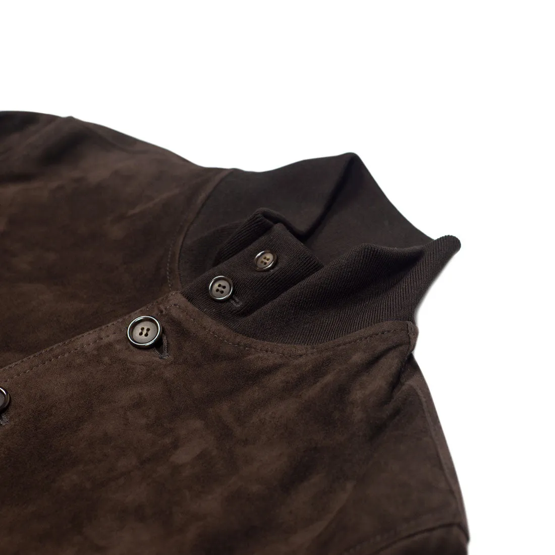 "Caffe" dark brown suede Valstarino bomber jacket, unlined (restock)