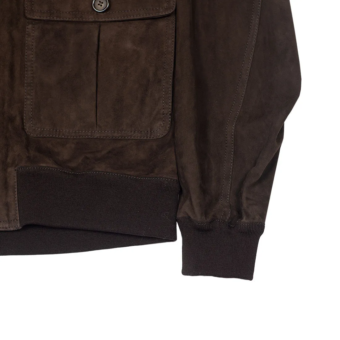 "Caffe" dark brown suede Valstarino bomber jacket, unlined (restock)