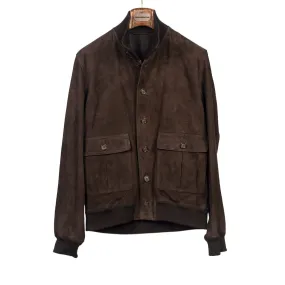 "Caffe" dark brown suede Valstarino bomber jacket, unlined (restock)