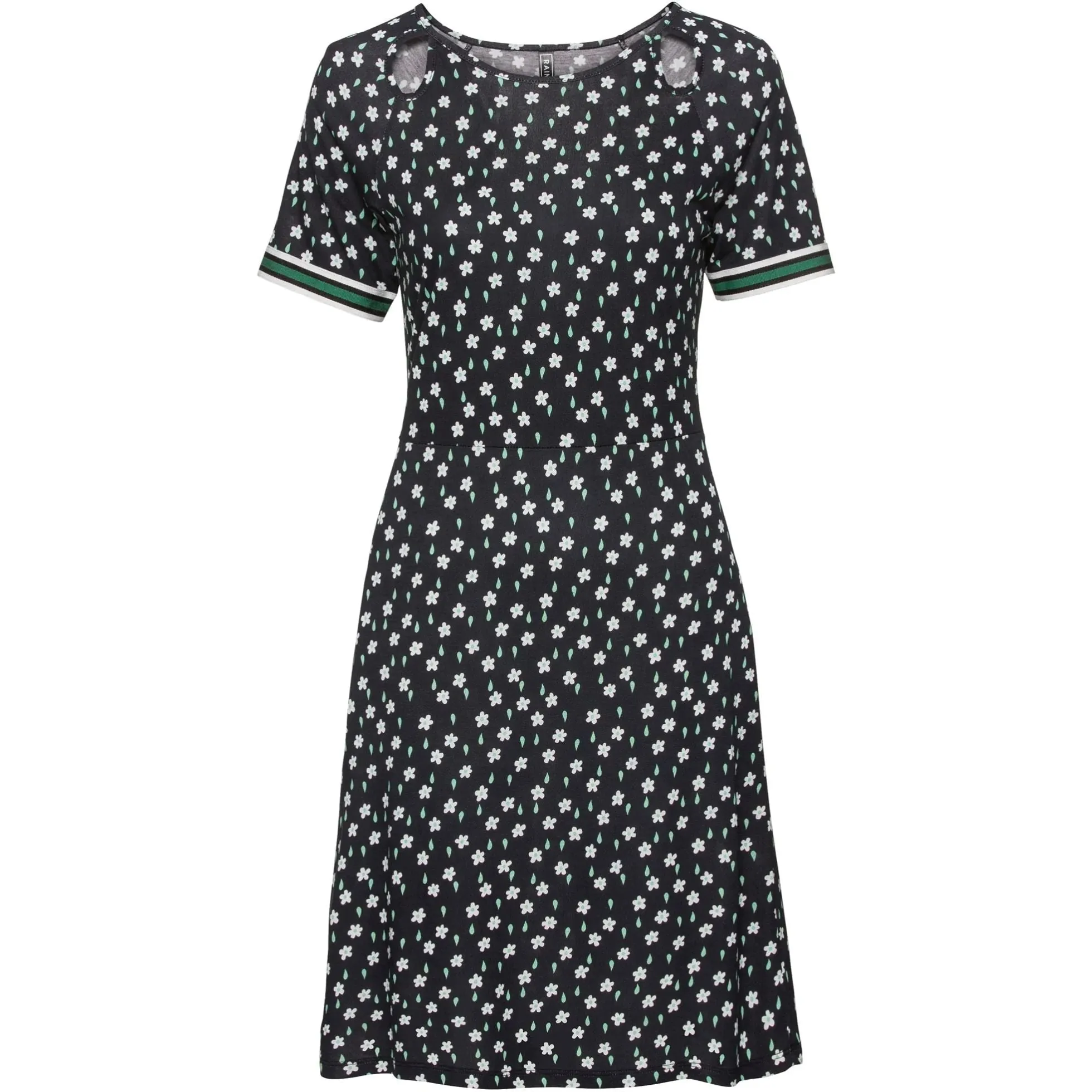 Rainbow Black Floral T-Shirt Dress
