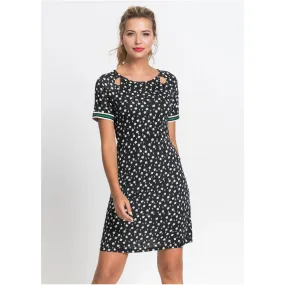 Rainbow Black Floral T-Shirt Dress