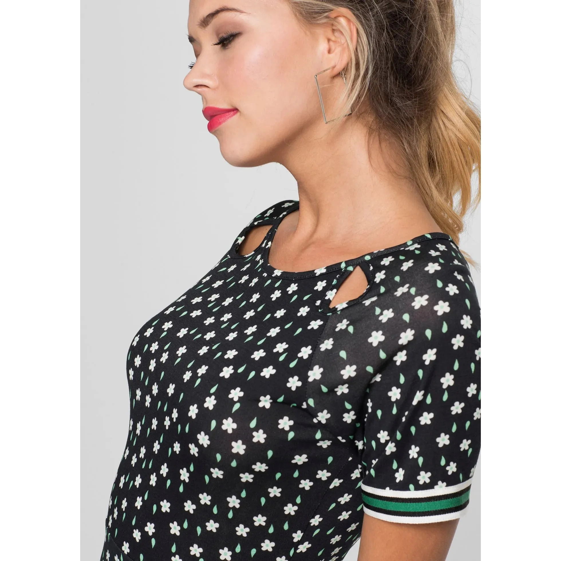 Rainbow Black Floral T-Shirt Dress