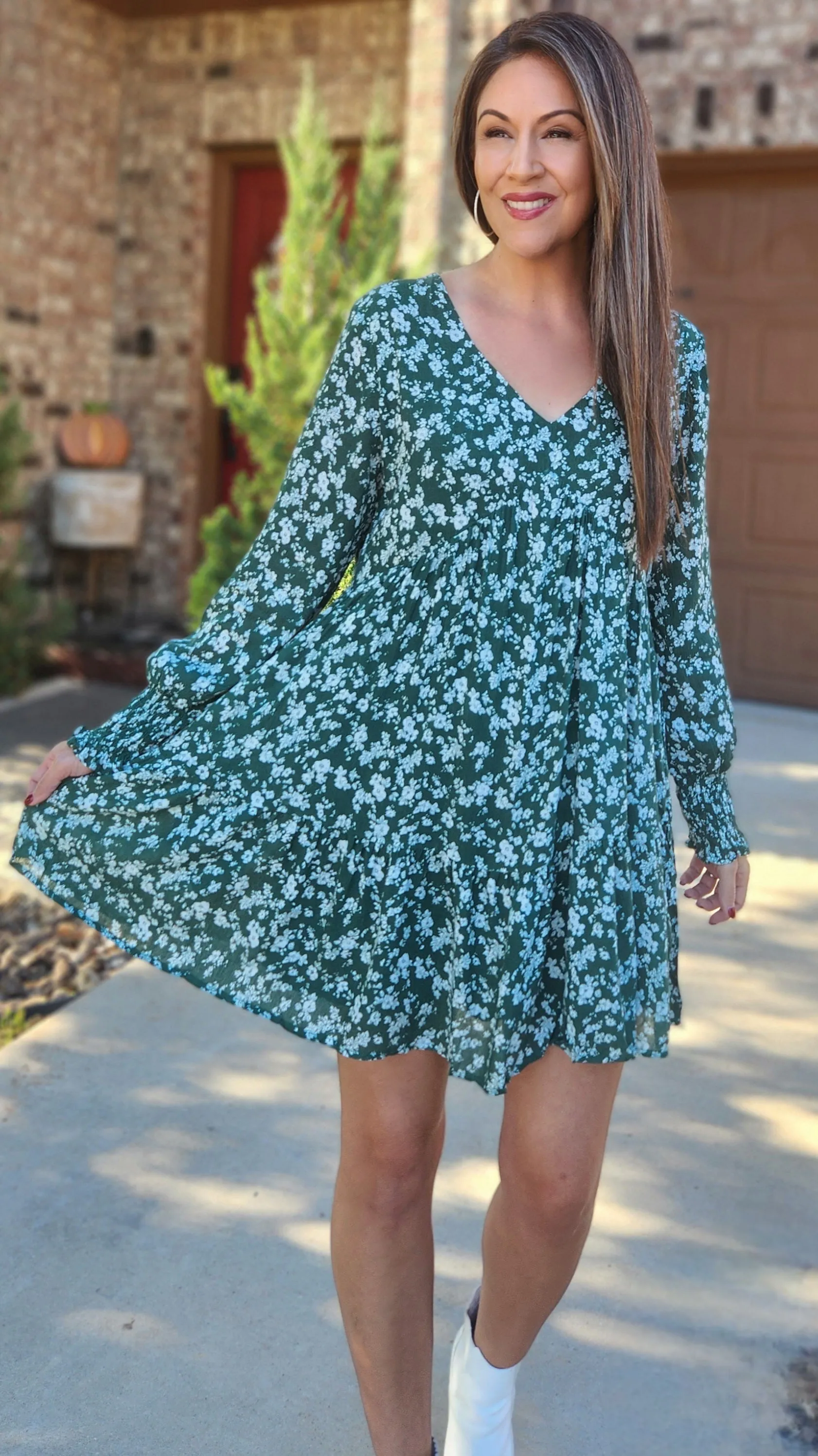 Ready To Bloom Dress-Green/White