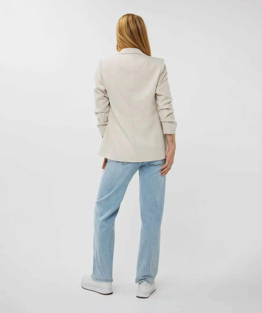 RESTOCKED!! Linen Look Blazer / Sand