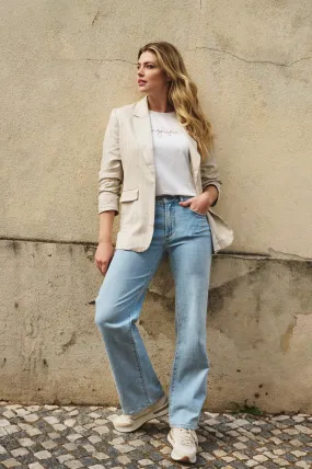 RESTOCKED!! Linen Look Blazer / Sand