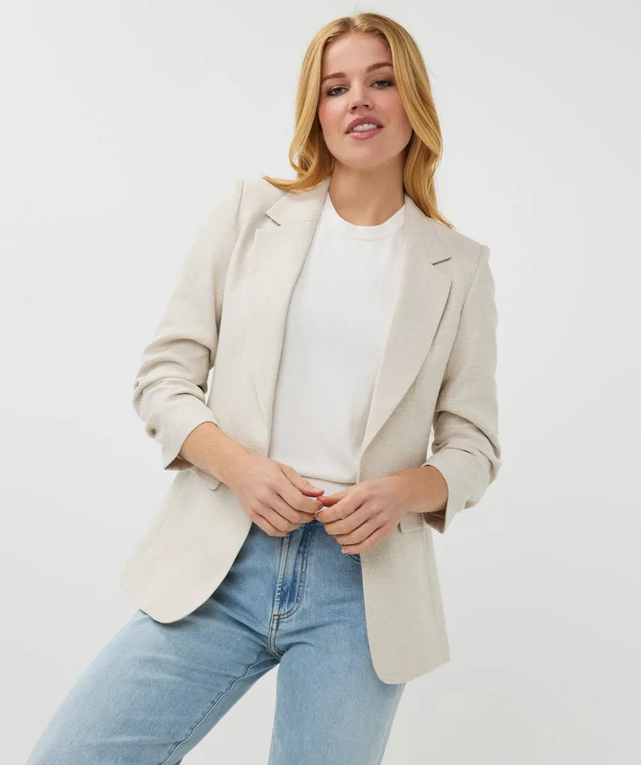 RESTOCKED!! Linen Look Blazer / Sand
