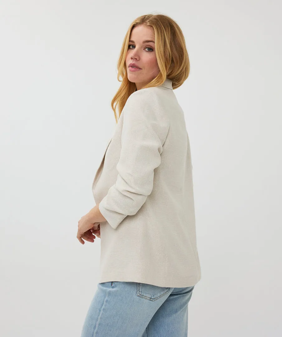 RESTOCKED!! Linen Look Blazer / Sand