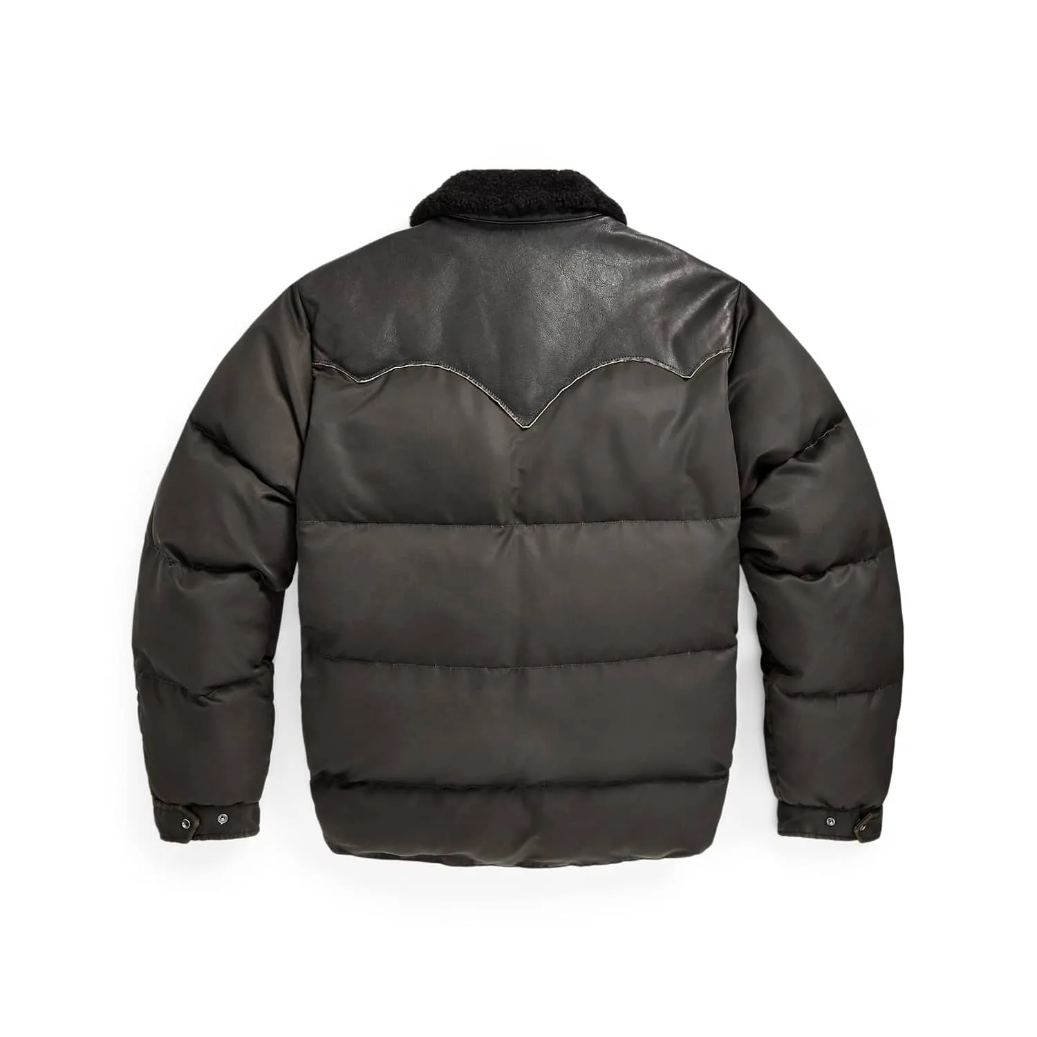 RRL Shearling-Collar Leather-Yoke Jacket Vintage Black