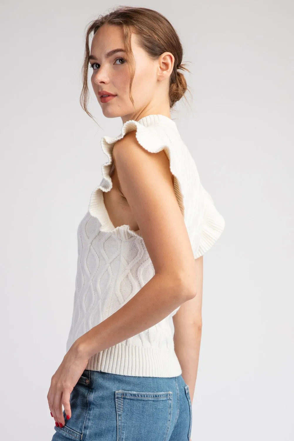 Ruffle Sleeve Sweater Top