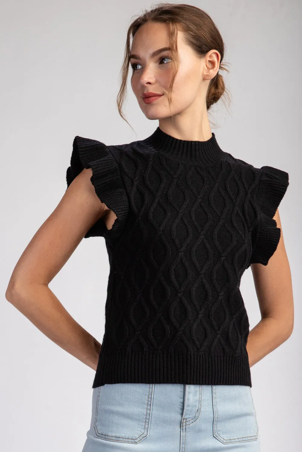Ruffle Sleeve Sweater Top