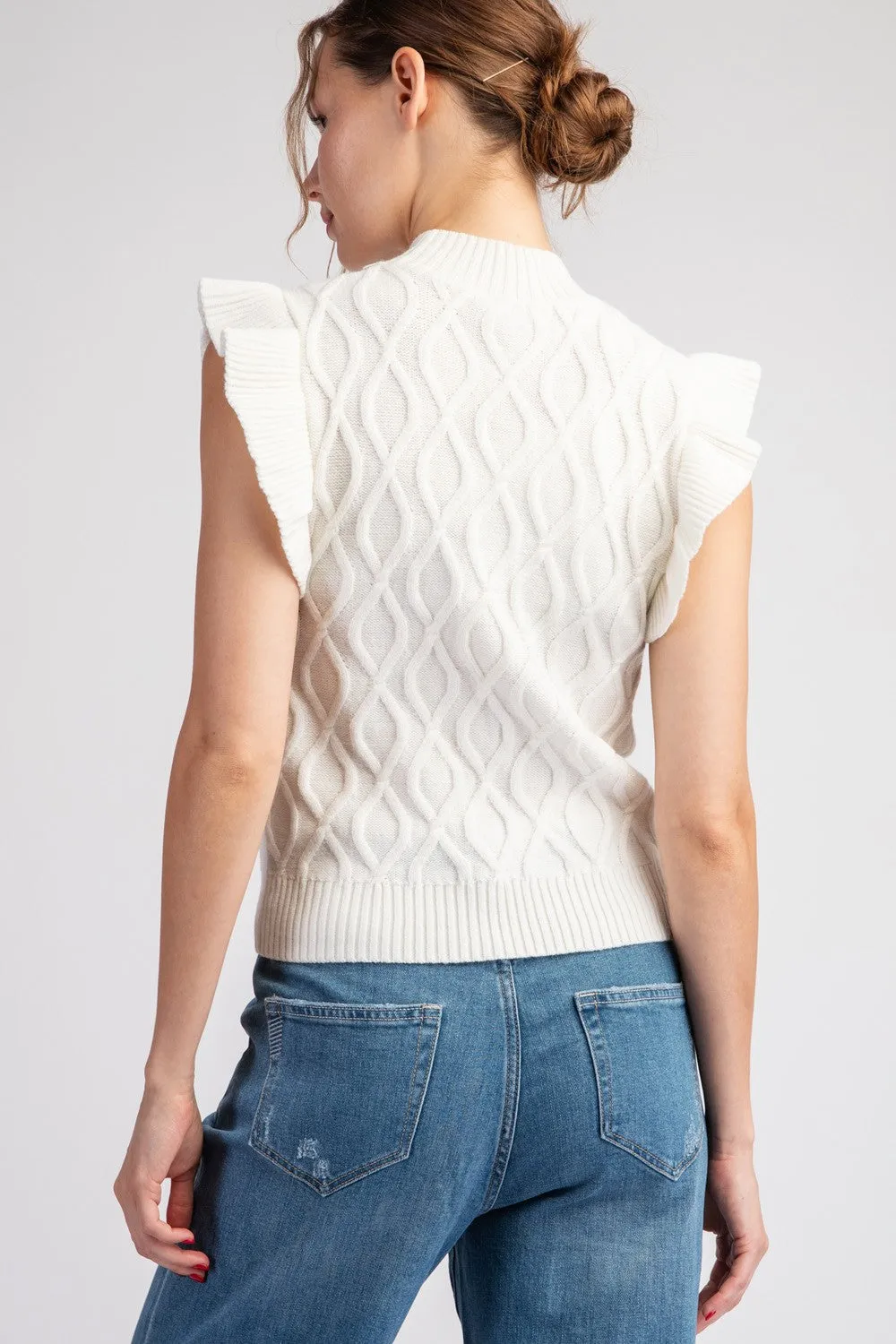 Ruffle Sleeve Sweater Top