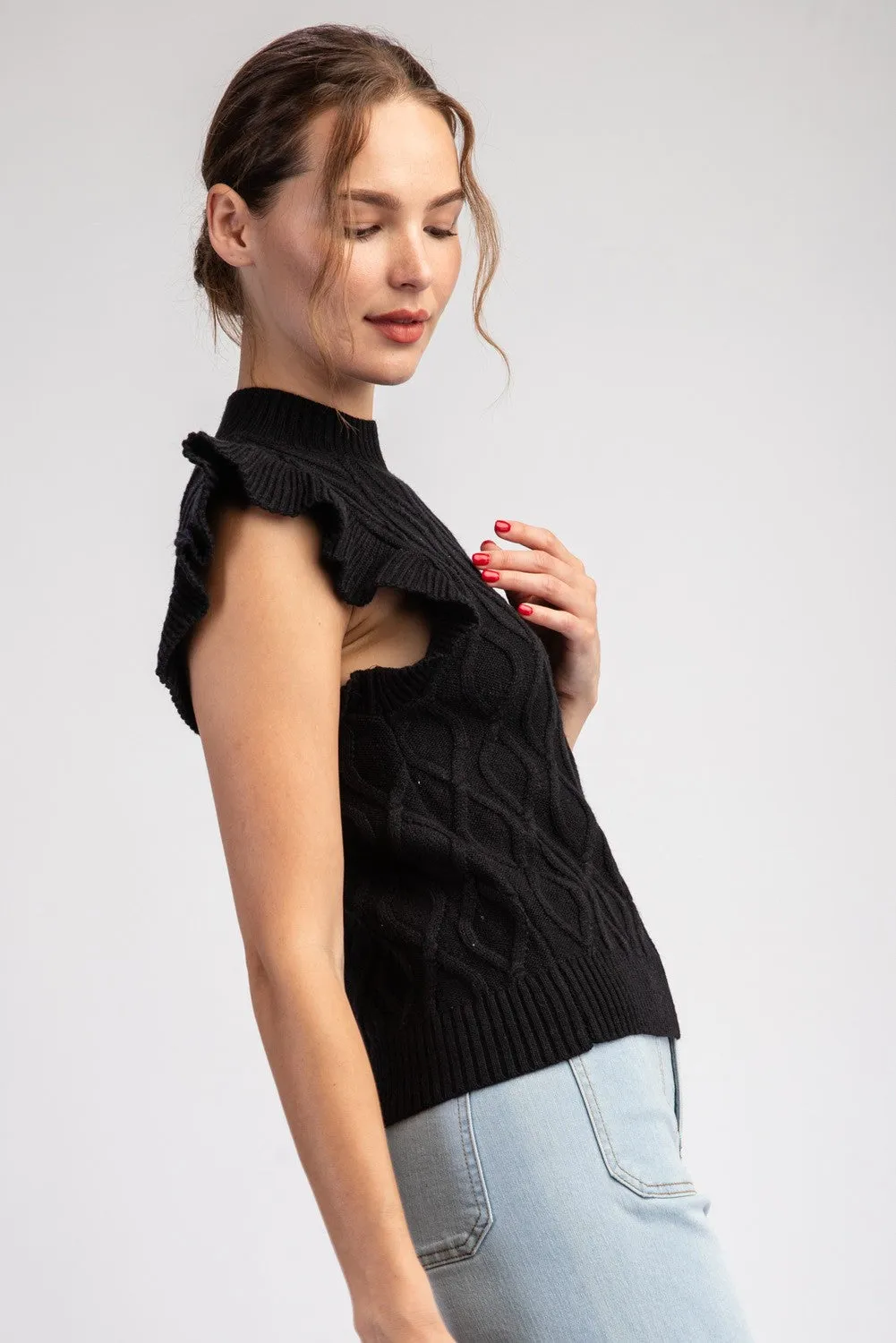Ruffle Sleeve Sweater Top