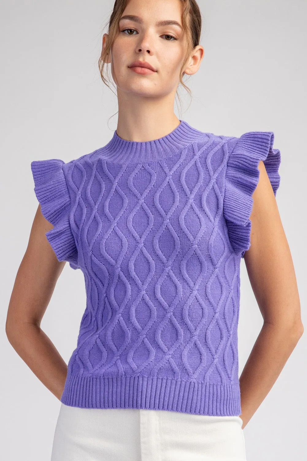 Ruffle Sleeve Sweater Top