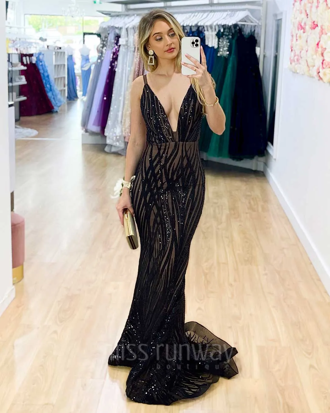 Saffy Sequin Formal Gown - Black
