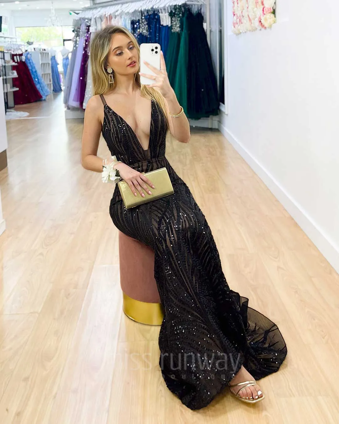 Saffy Sequin Formal Gown - Black