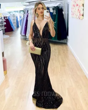 Saffy Sequin Formal Gown - Black