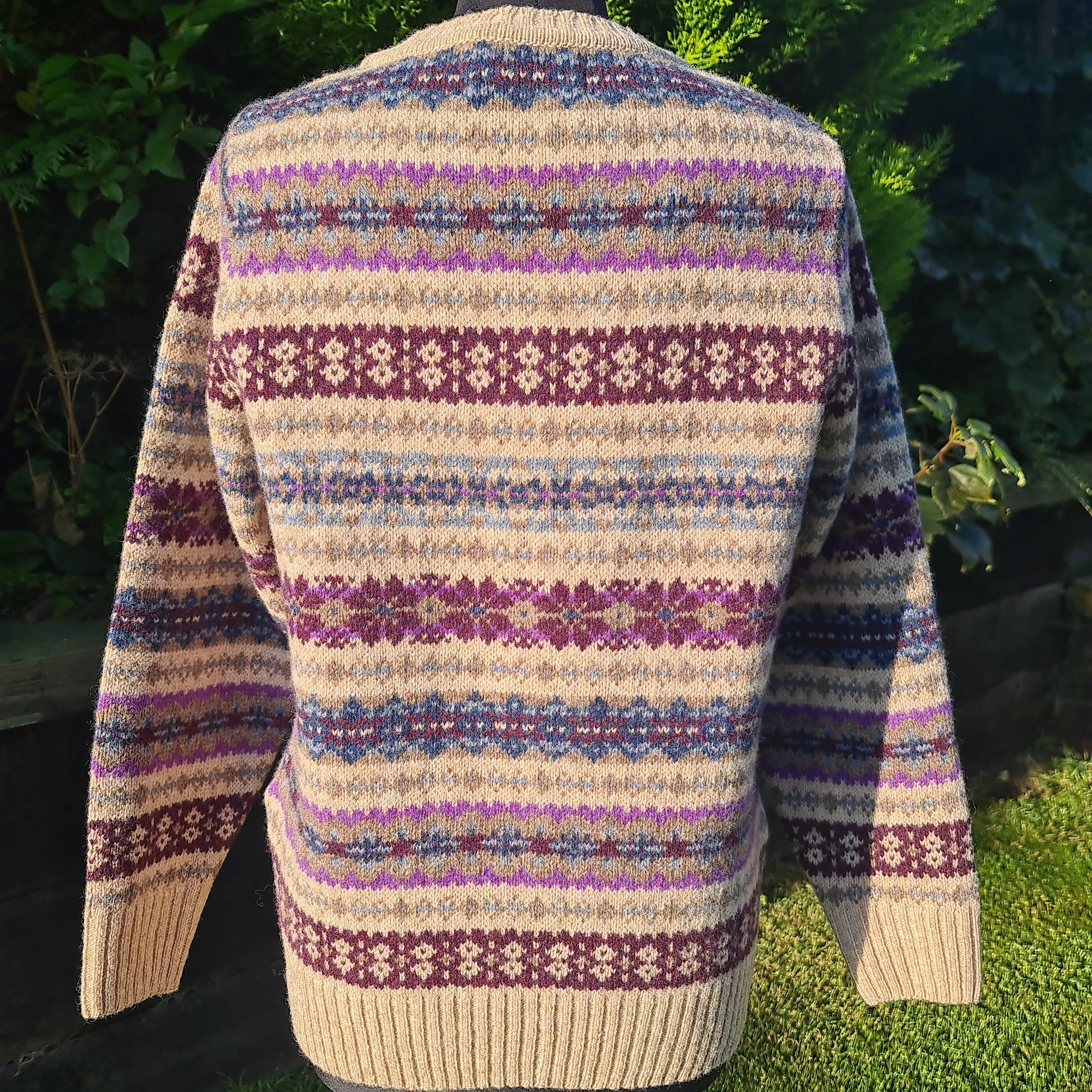 SALE Harley Of Scotland All Over Fairisle Cardigan In Tusk