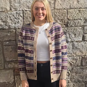 SALE Harley Of Scotland All Over Fairisle Cardigan In Tusk
