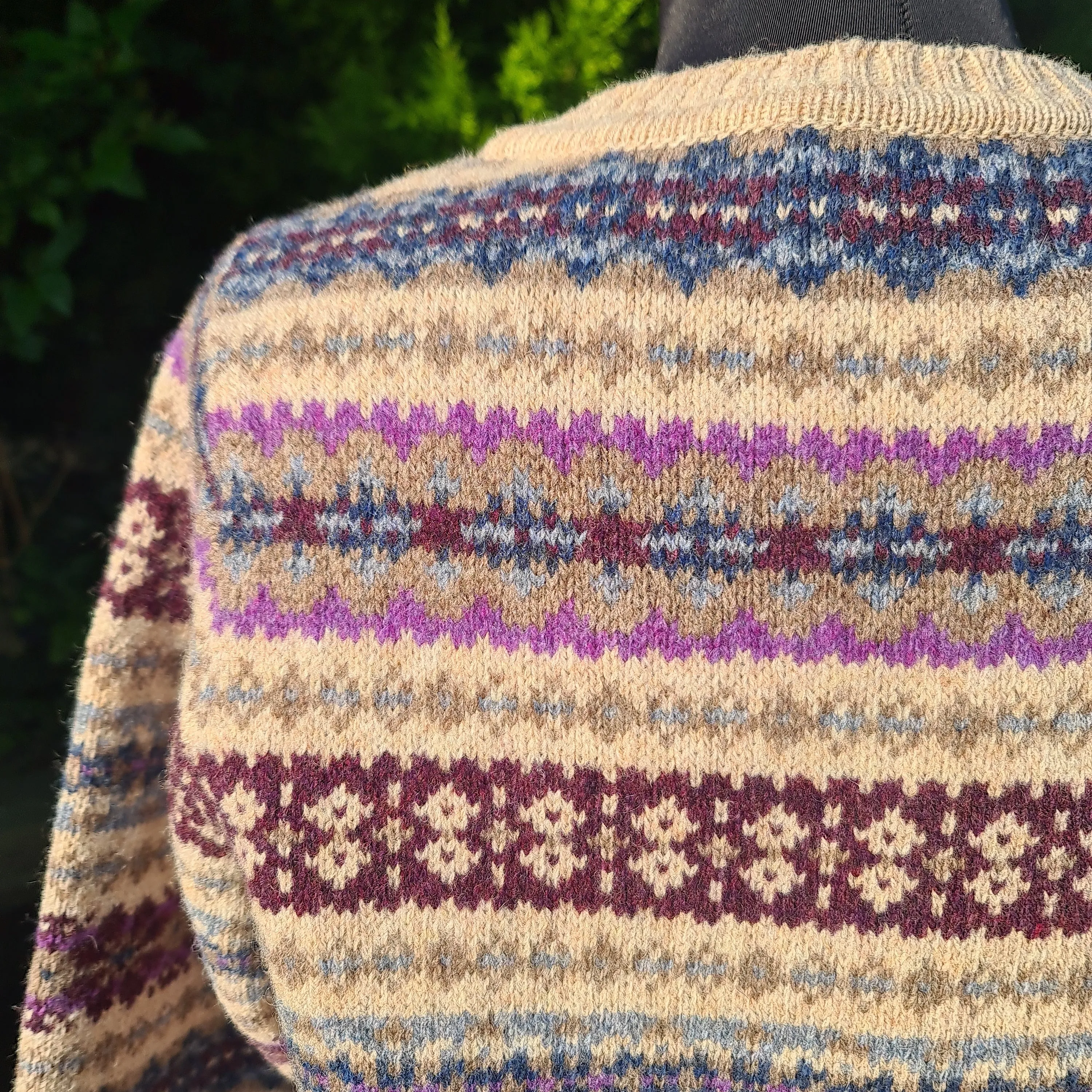 SALE Harley Of Scotland All Over Fairisle Cardigan In Tusk