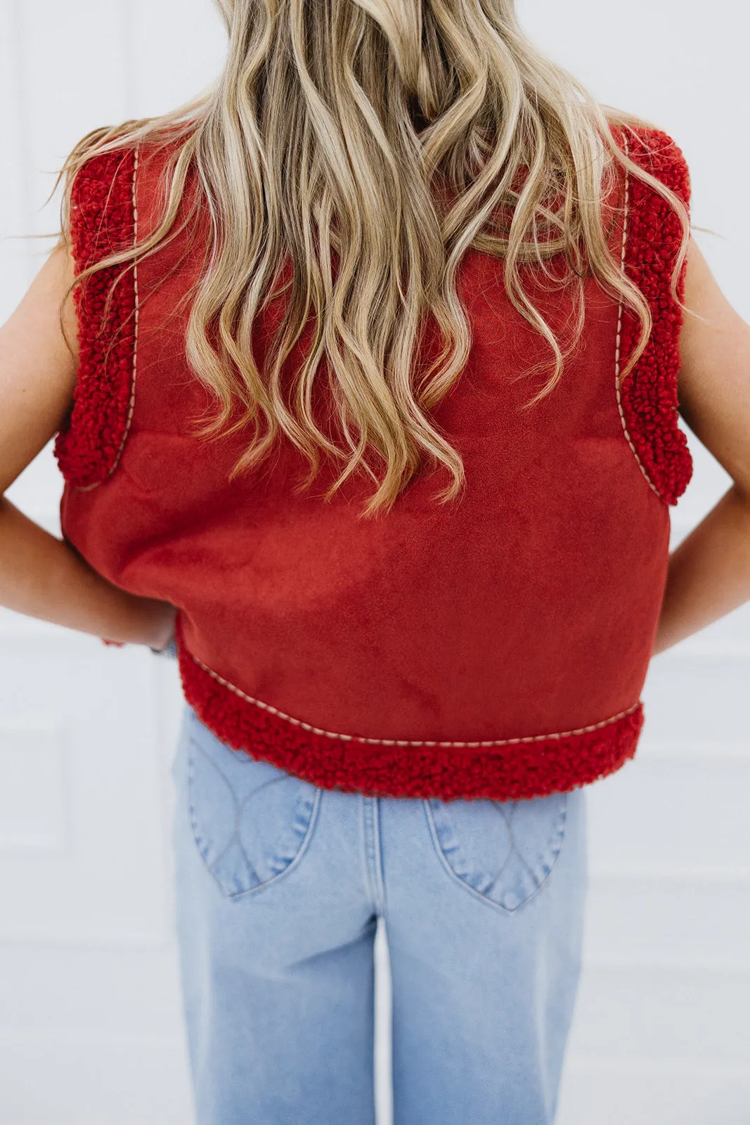 Selena Embroidered Vest - Red