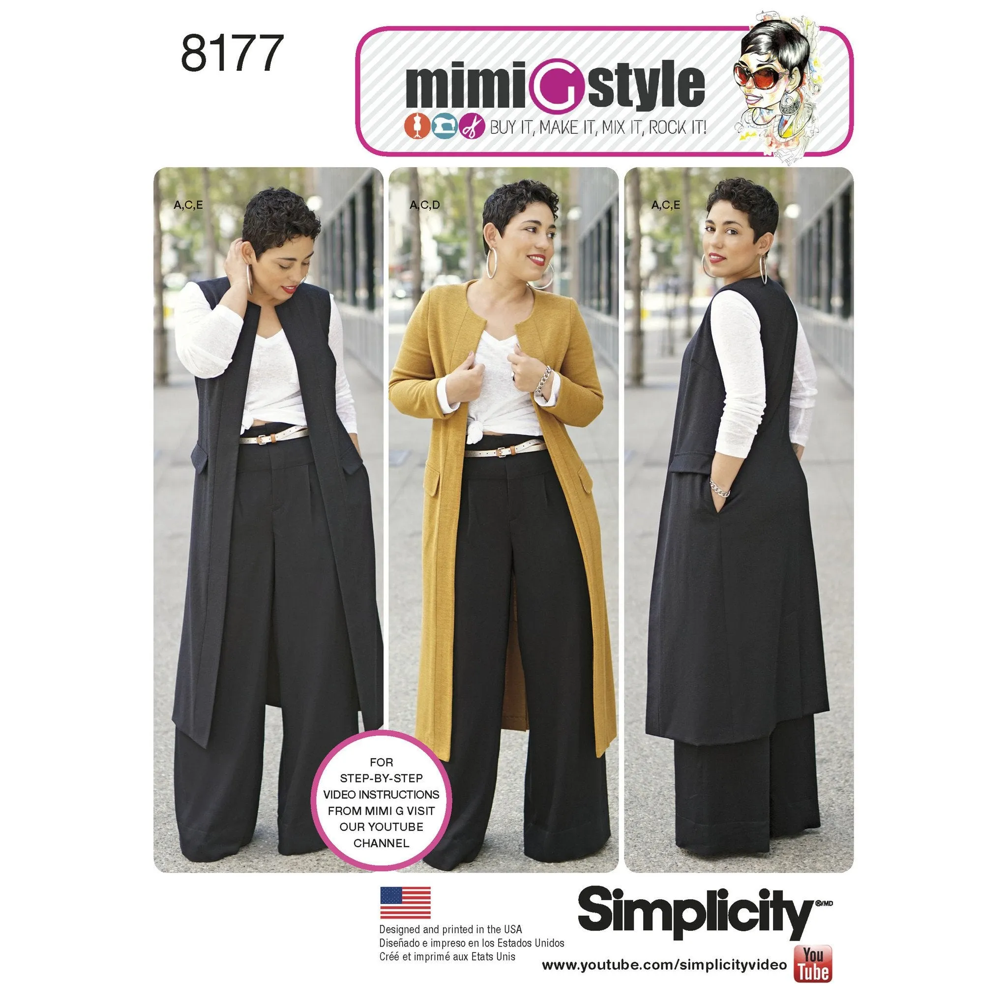 Simplicity Pattern 8177 features a duster length coat or vest,