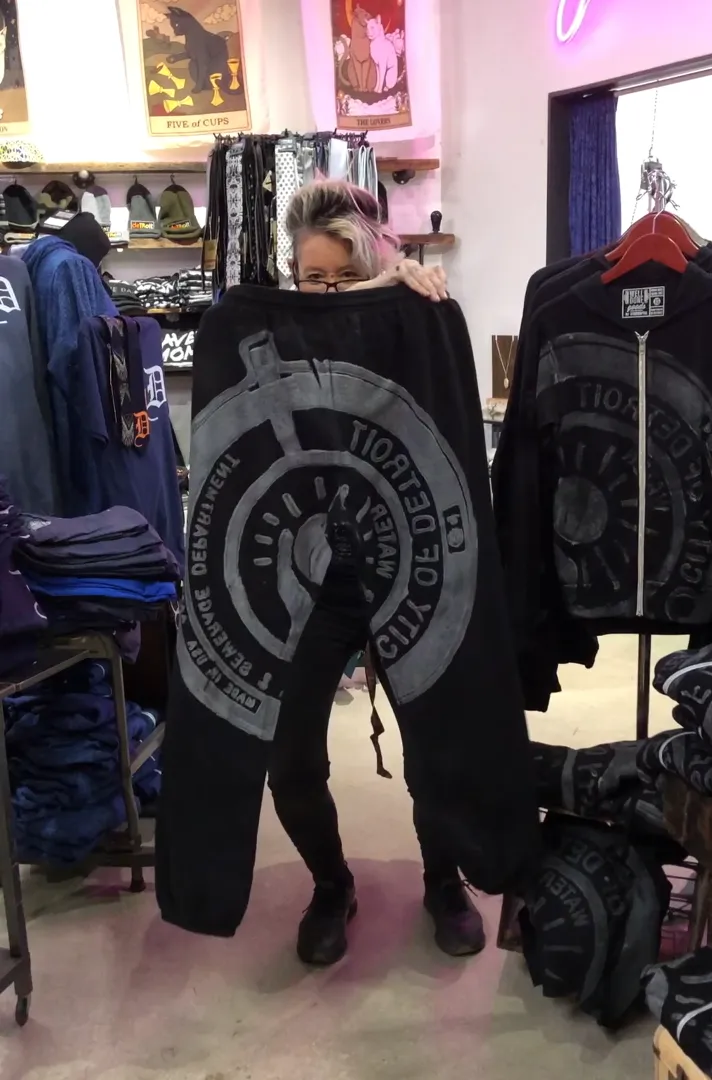 Spirit of Detroit Manhole Print Track Pants, Jogger Sweatpants
