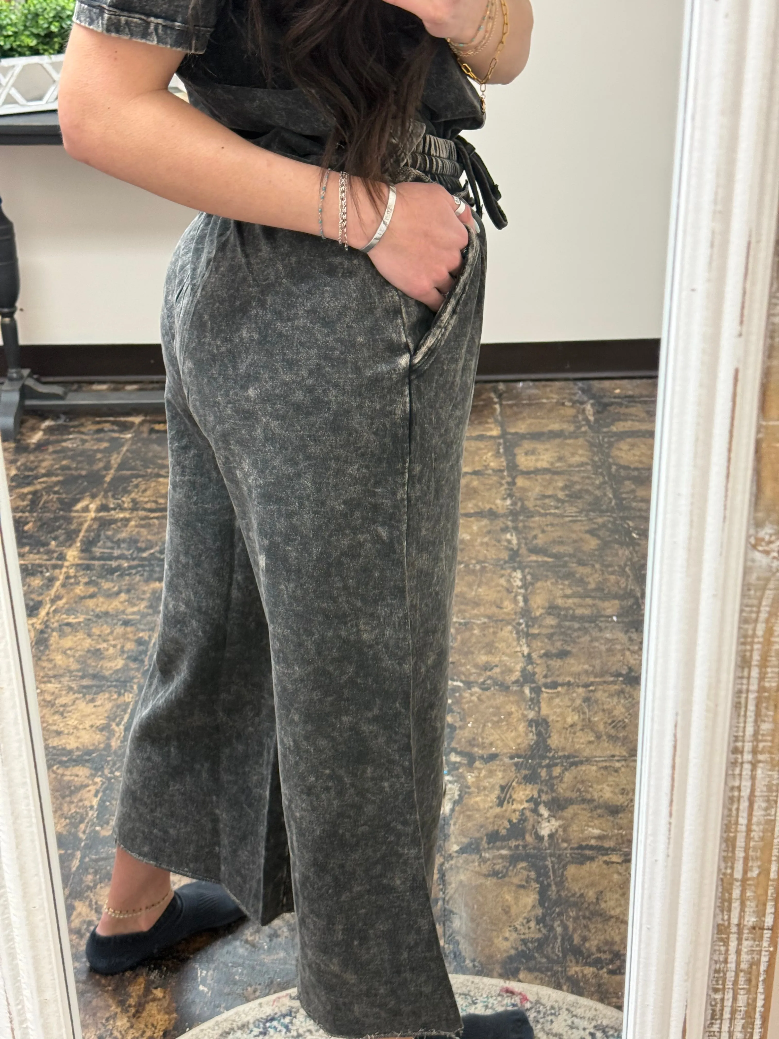 The Sammi Palazzo Pants - Ash Black