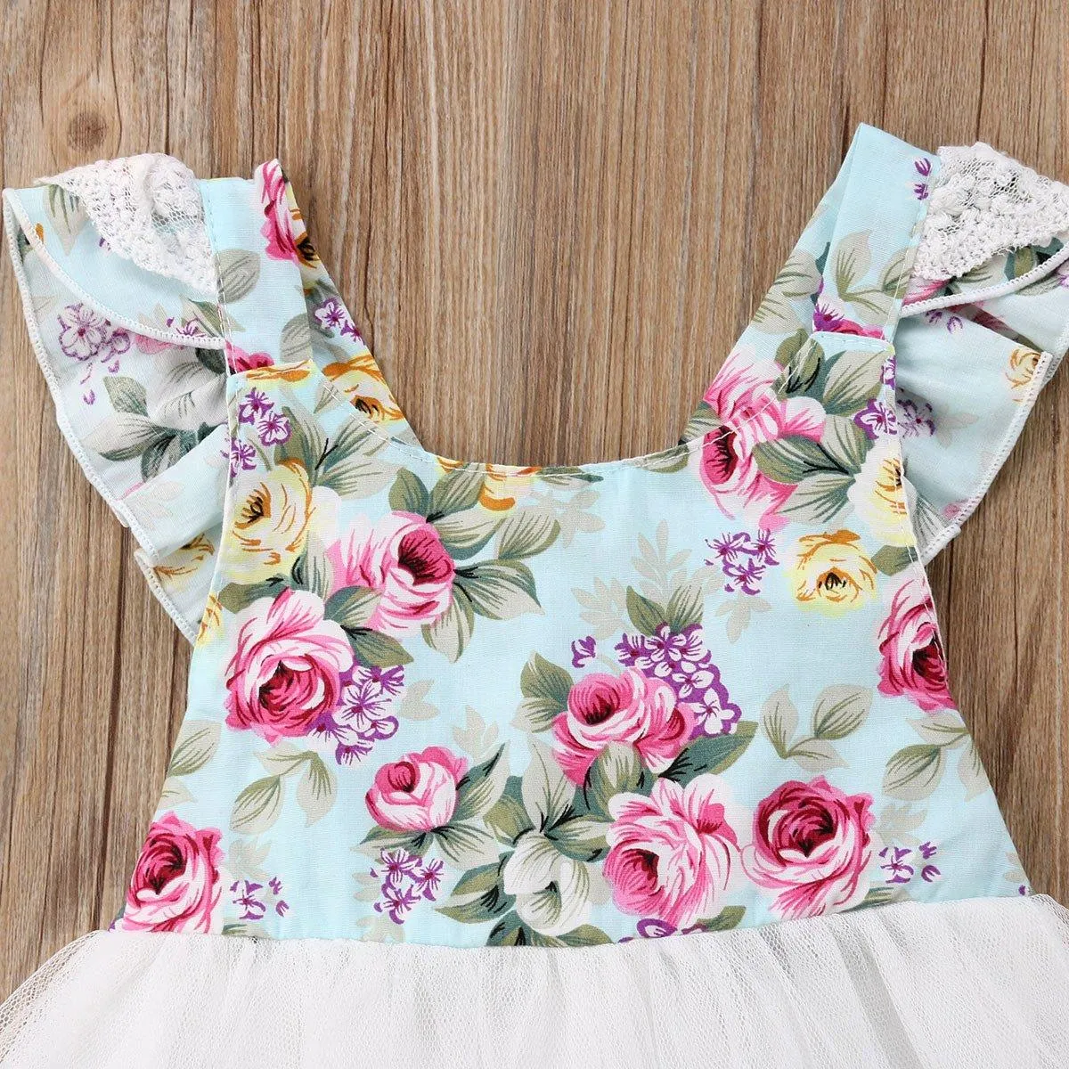Toddler Girls Dress Lace Floral Mesh Dress